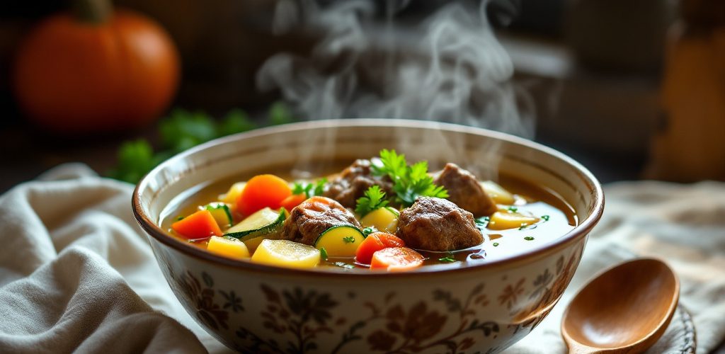 طريقة عمل شوربة الخضار باللحم