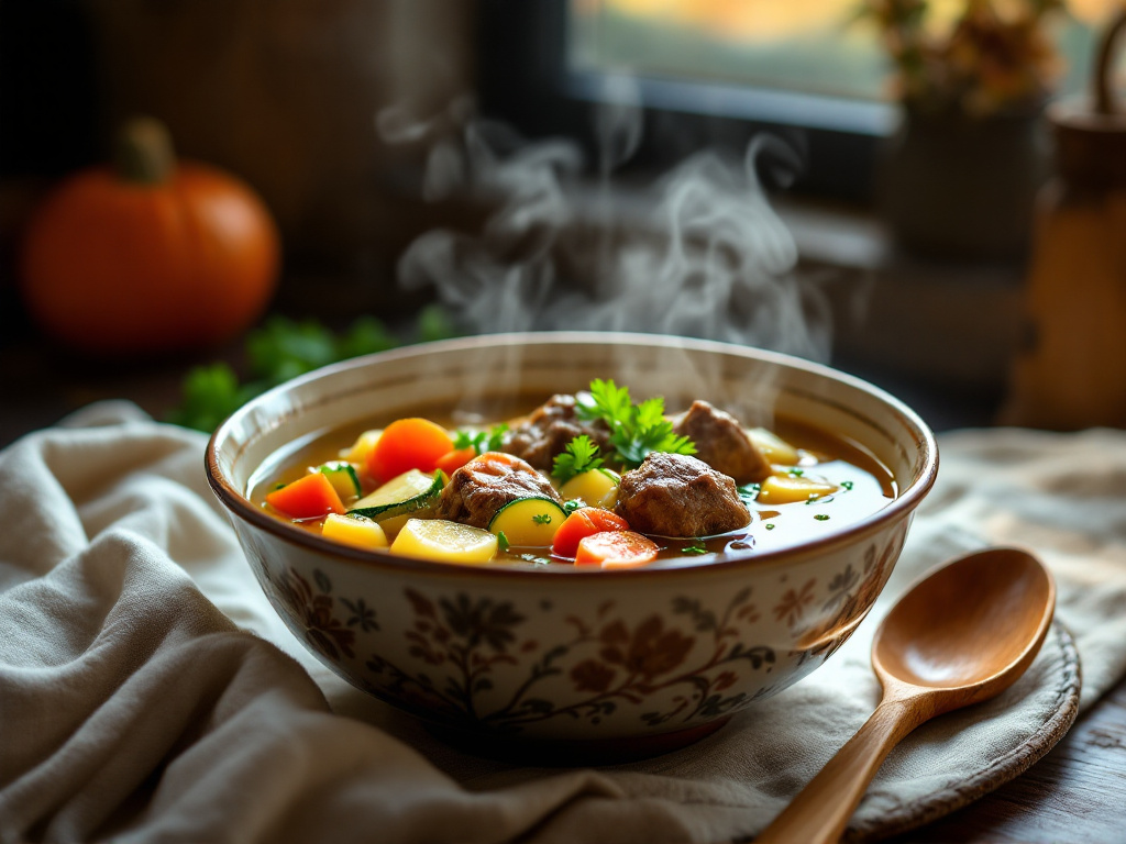 طريقة عمل شوربة الخضار باللحم