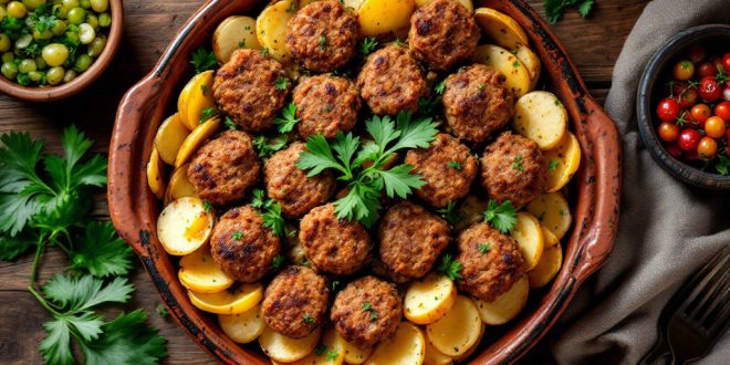 الكفتة بالبطاطس في الفرن