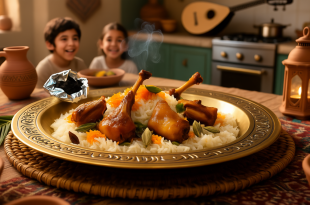 مندي اللحم بالفحم في البيت