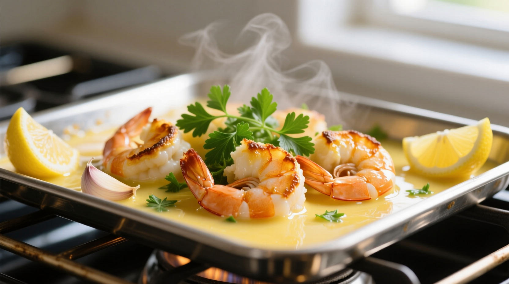 صينية جمبري بالزبدة والليمون