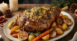 فخذة خروف مشوية بالزبدة والأعشاب