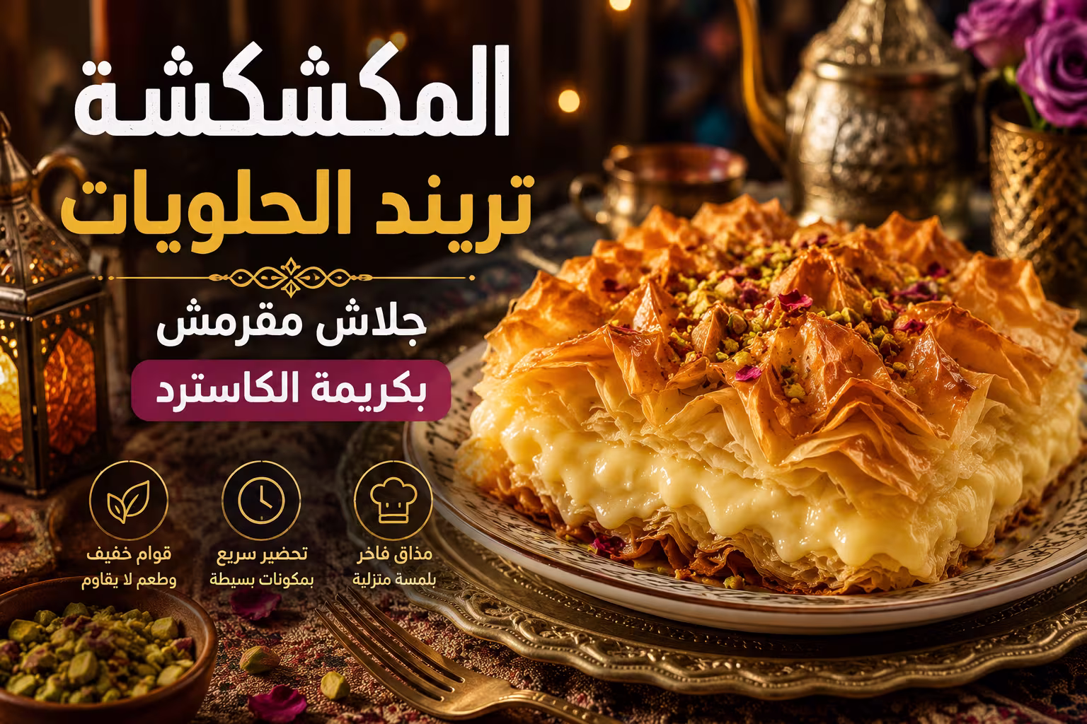 المكشكشة تريند الحلويات: جلاش مقرمش بكريمة الكاسترد