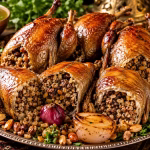 طريقة عمل الحمام المحشي بالأرز والفريك بطعم مصري أصيل