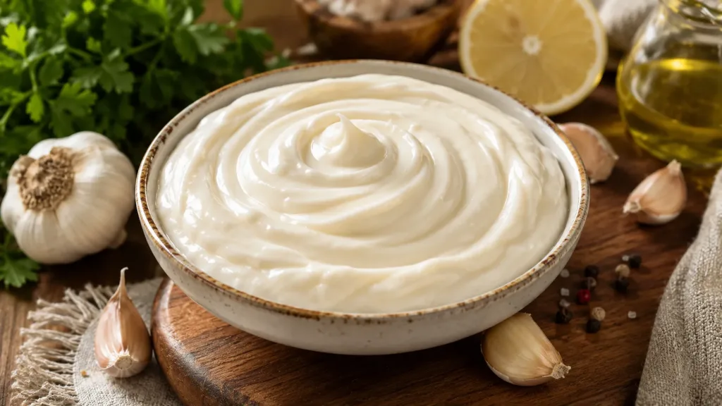 طريقة عمل صوص الثومية السوري مثل المطاعم بقوام كريمي ثابت