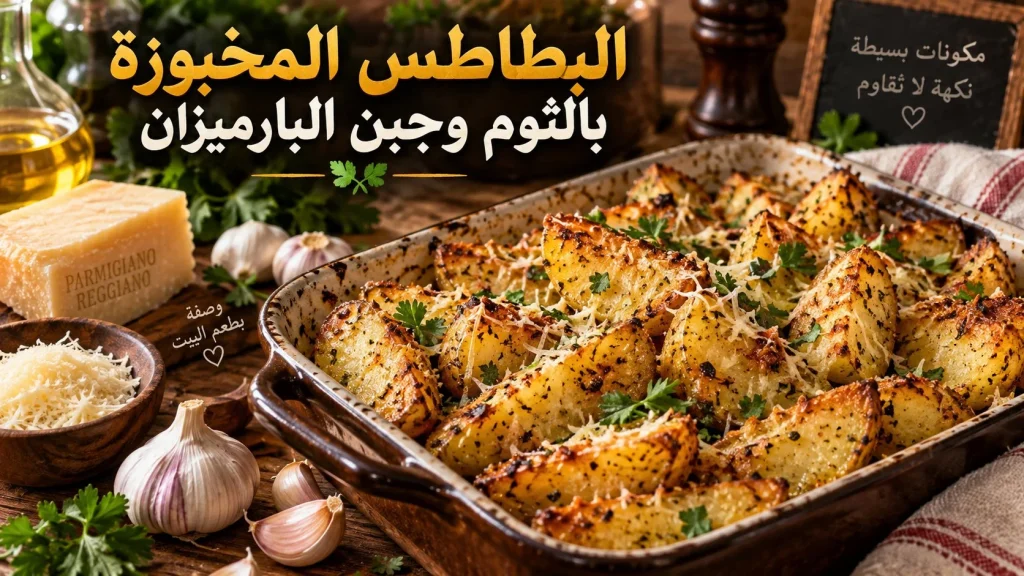 البطاطس المخبوزة بالثوم وجبن البارميزان