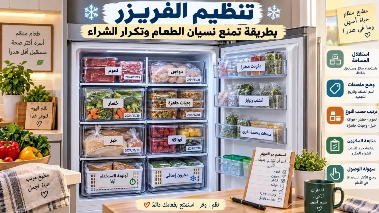 تنظيم الفريزر بطريقة تمنع نسيان الطعام وتكرار الشراء