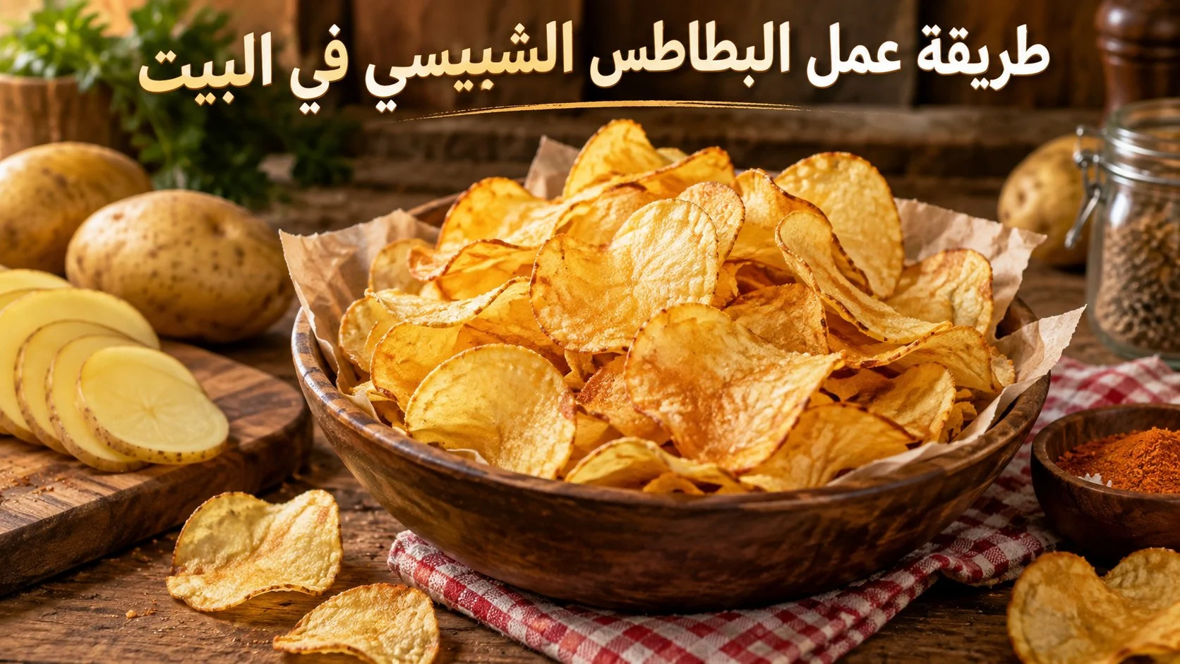 طريقة عمل البطاطس الشيبسي في البيت