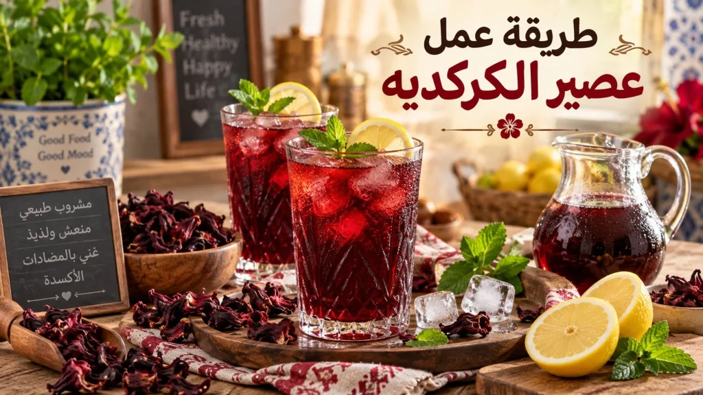 طريقة عمل عصير الكركديه المنعش في البيت