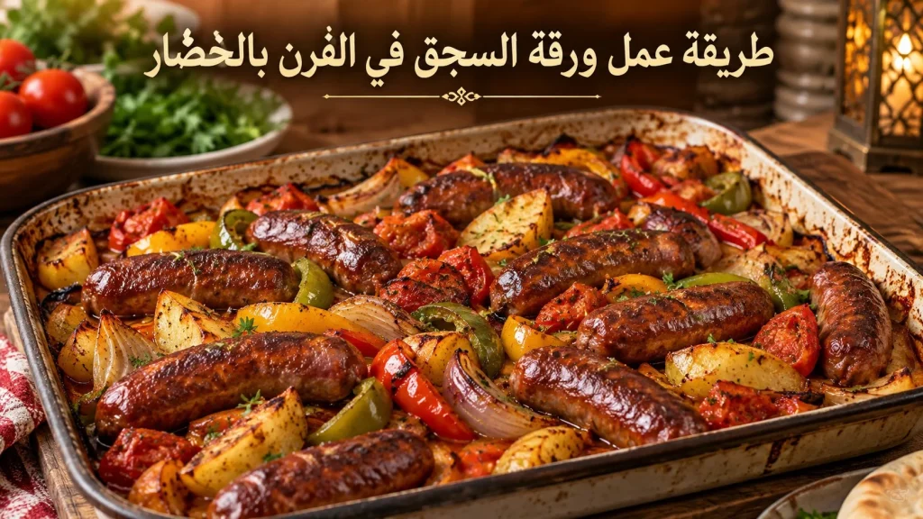 طريقة عمل ورقة السجق في الفرن بالخضار