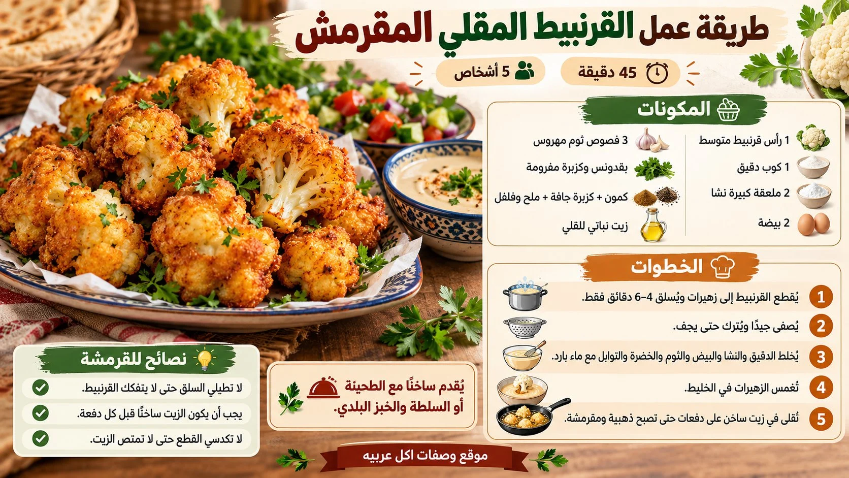 طريقة عمل القرنبيط المقلي المقرمش